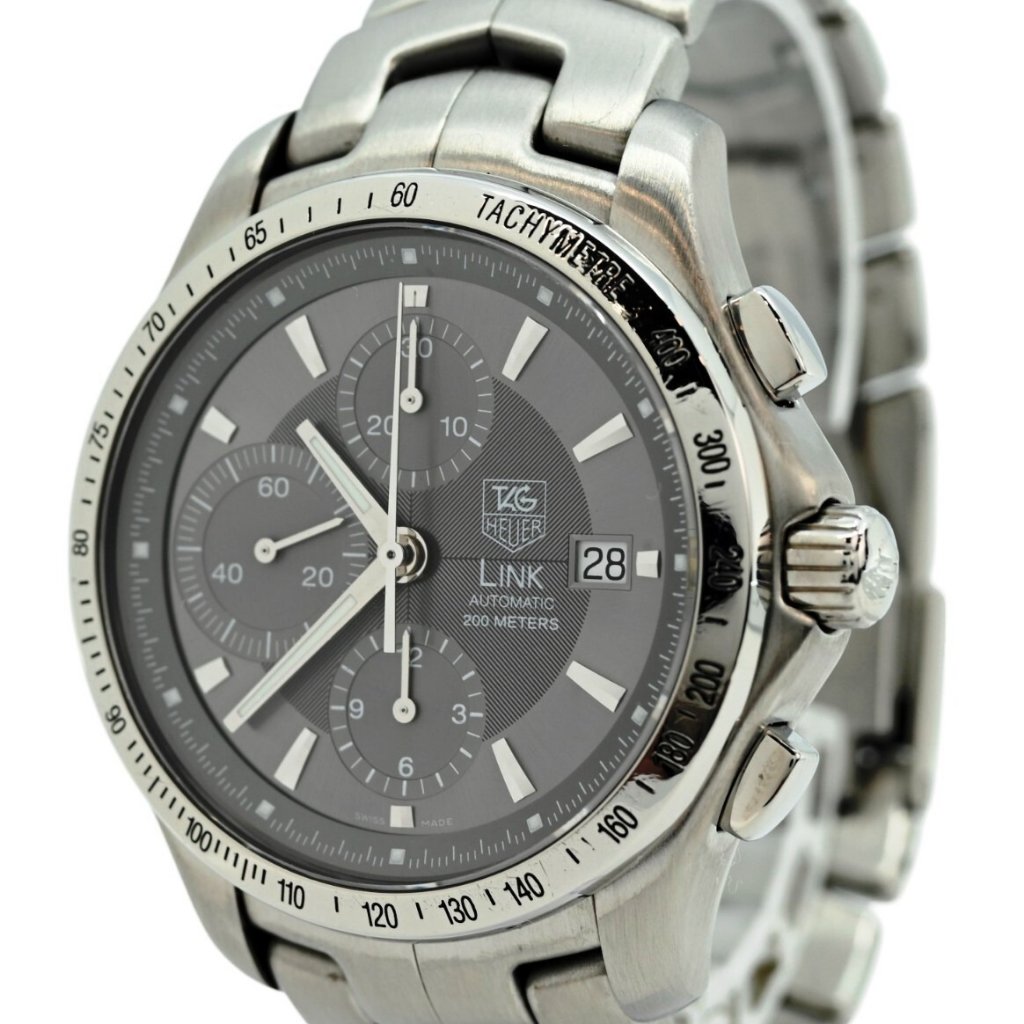 Tag Heuer 42mm Mens Link Sel Silver Dial Automatic Chronograph Watch